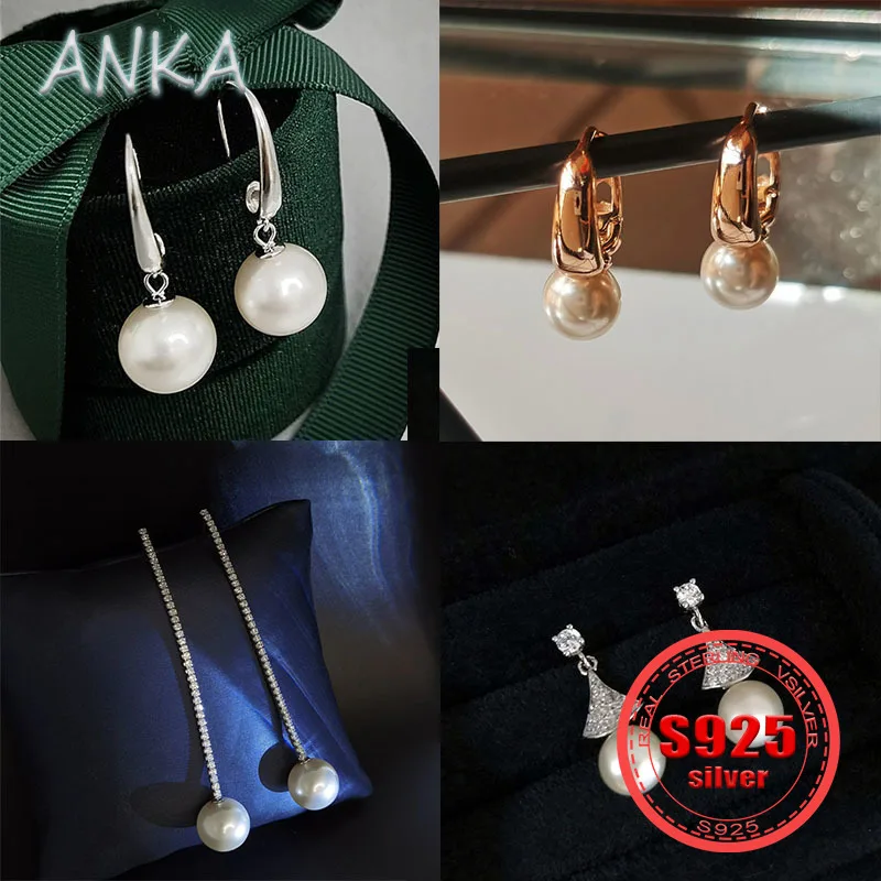 

S925 sterling silver earrings pearl earrings short section earrings exquisite ladies ear hooks