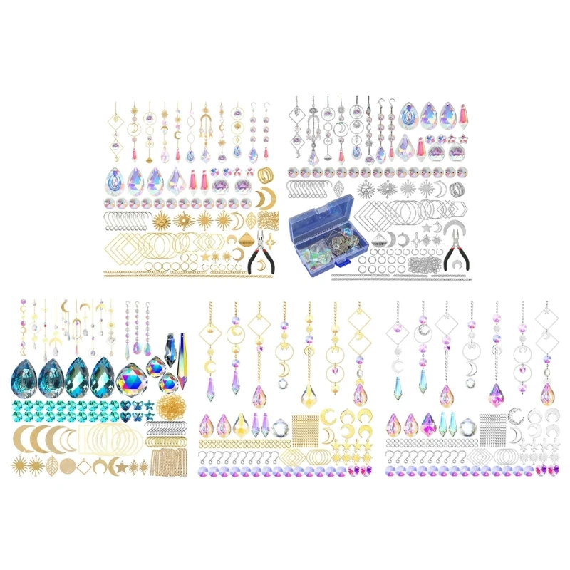 

KX4B 200/370/157Pcs DIY Sun Catchers Making Set Craft for Adult Crystal Suncatchers Supplies Glass Window Hanging Indoor