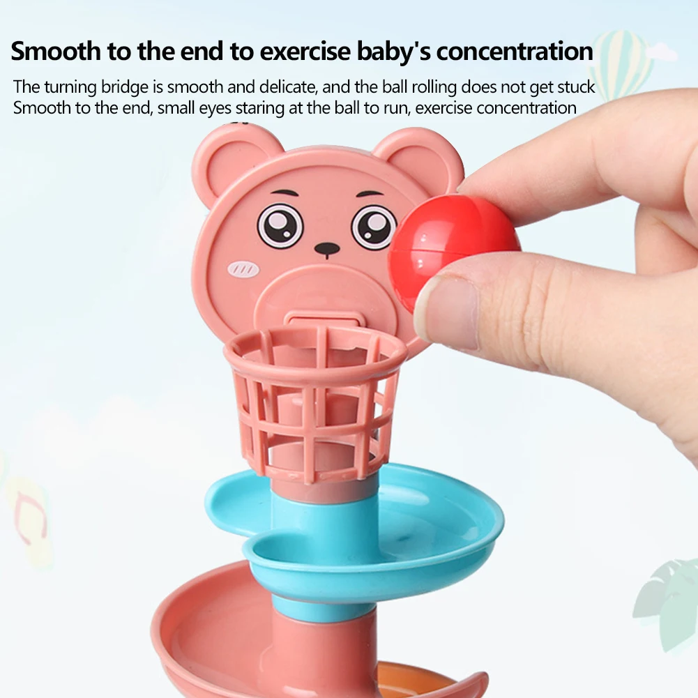 Baby Puzzle Kids Fun Track Turn Around 0-3 Years Old Track Rolling Ball Mental Sliding Ball Tower Early Education Assembling Toy 4