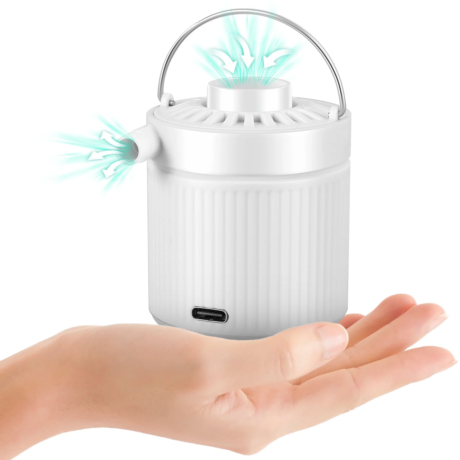 

Portable Air Pump with Light 1200mAh Rechargeable Electric Mini Air Pump with 5 Nozzles Powerful 38000rpm Inflator Deflator Air