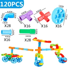  30-180PCS Construction Water Pipe Building Blocks Toys For Kids Plastic DIY Assembling Pipeline Tunnel Blocks Toys Gifts 