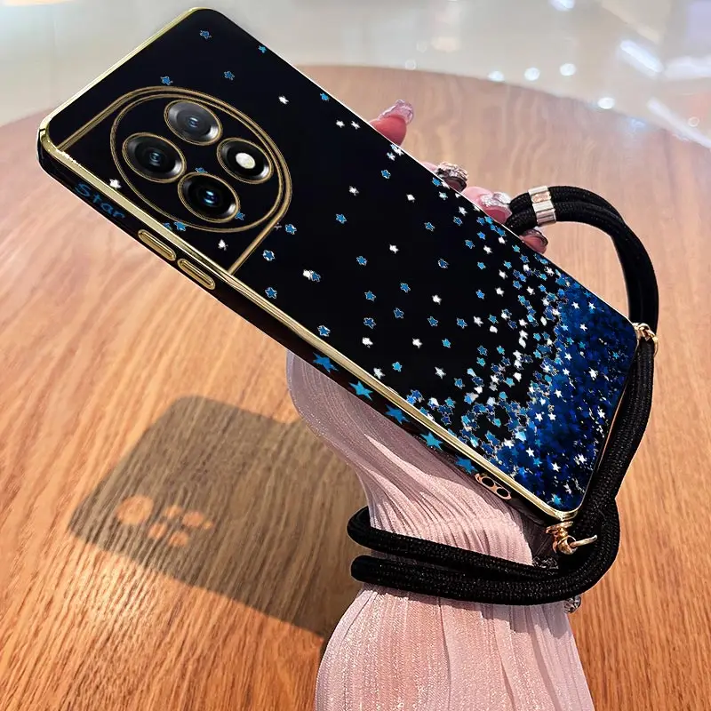 Blue Star Sky Lanyard Plating Phone Case Cover