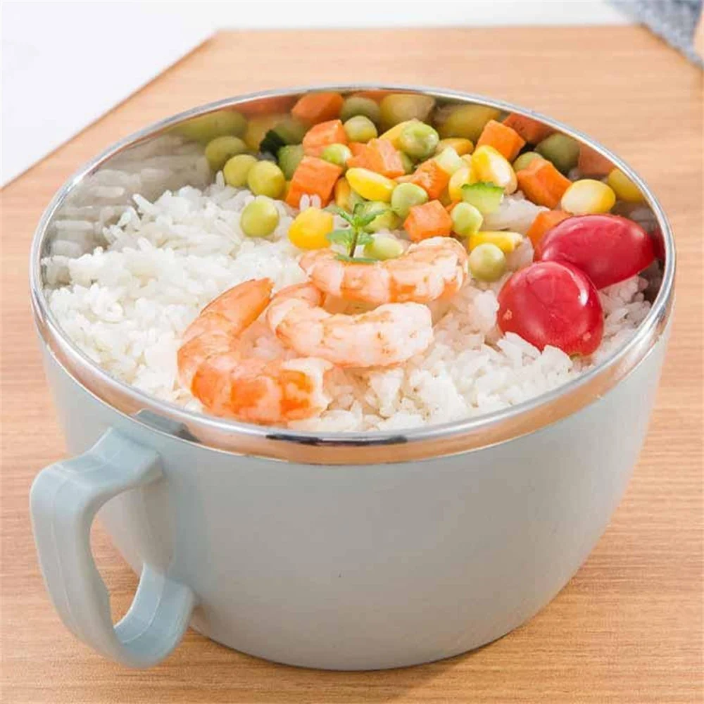 600ml Korean Noodle Bowl With Lid Handle Stainless Steel Plastic