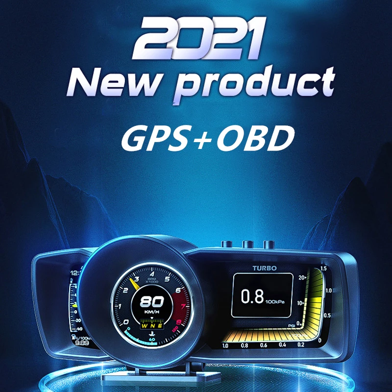 多機能スマートダッシュボードスピードメーターhd車用obd2gps自動ゲージアラームターボブースト