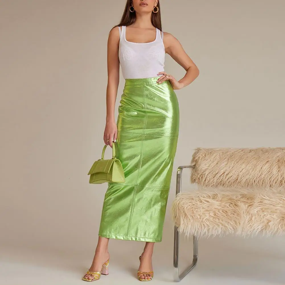 

Women Maxi Skirt Elegant Sparkly Maxi Skirt with High Waist Hidden Zipper for Women Slim Fit Wrapped Long Skirt for Streetwear