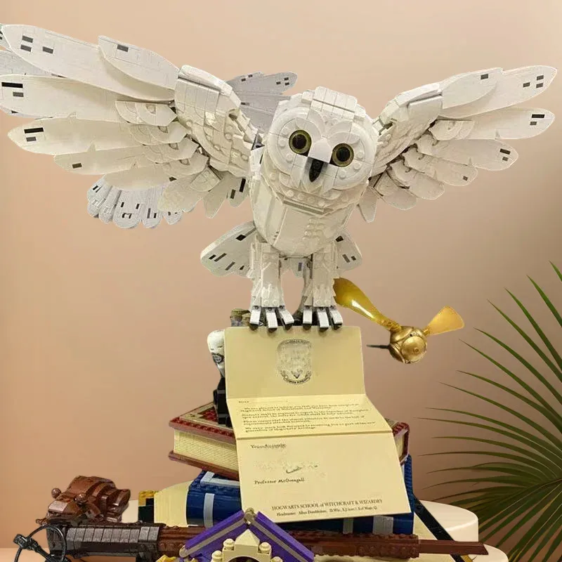 MOC 화이트 올빼미 빌딩 블록 마법의 동물 모델 DIY 조립 벽돌 장난감 홈 인테리어 컬렉션 선물 데스크탑 장식