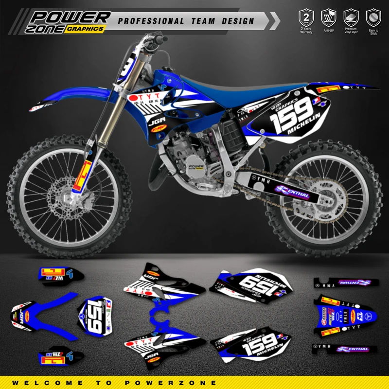 

PowerZone Custom Team Motorcycle Dirt Bike Graphics Background Decals For 3M Stickers Kit For YAMAHA 2002-2014 YZ125 YZ250 11