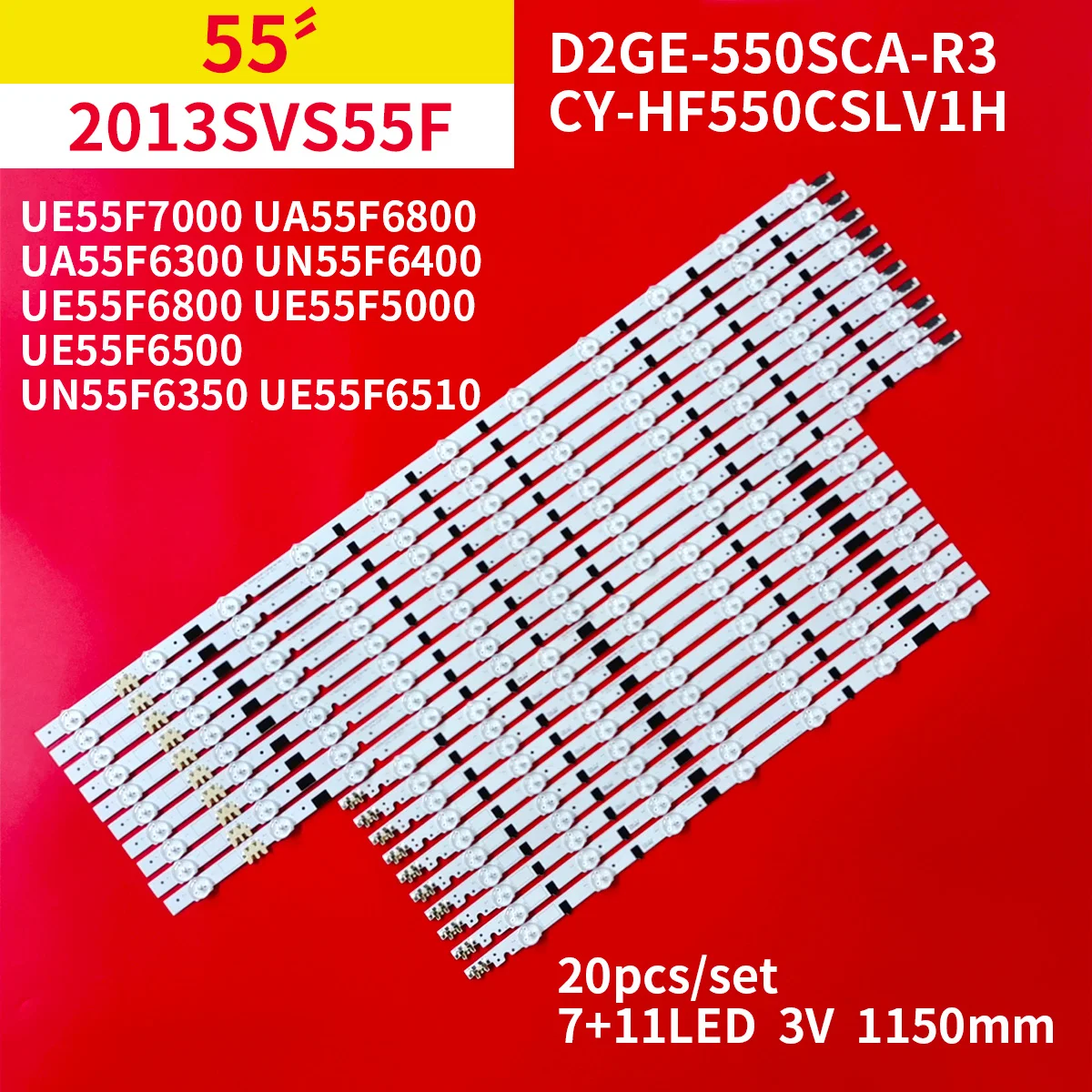 Nuovo 20 Pz/1Set Striscia Di Retroilluminazione A Led Per Samsung 55 "Tv Ue55F7000 Ua55F6800 Ua55F6300 Un55F6400 Muslimue55F5000 Ue55F6500