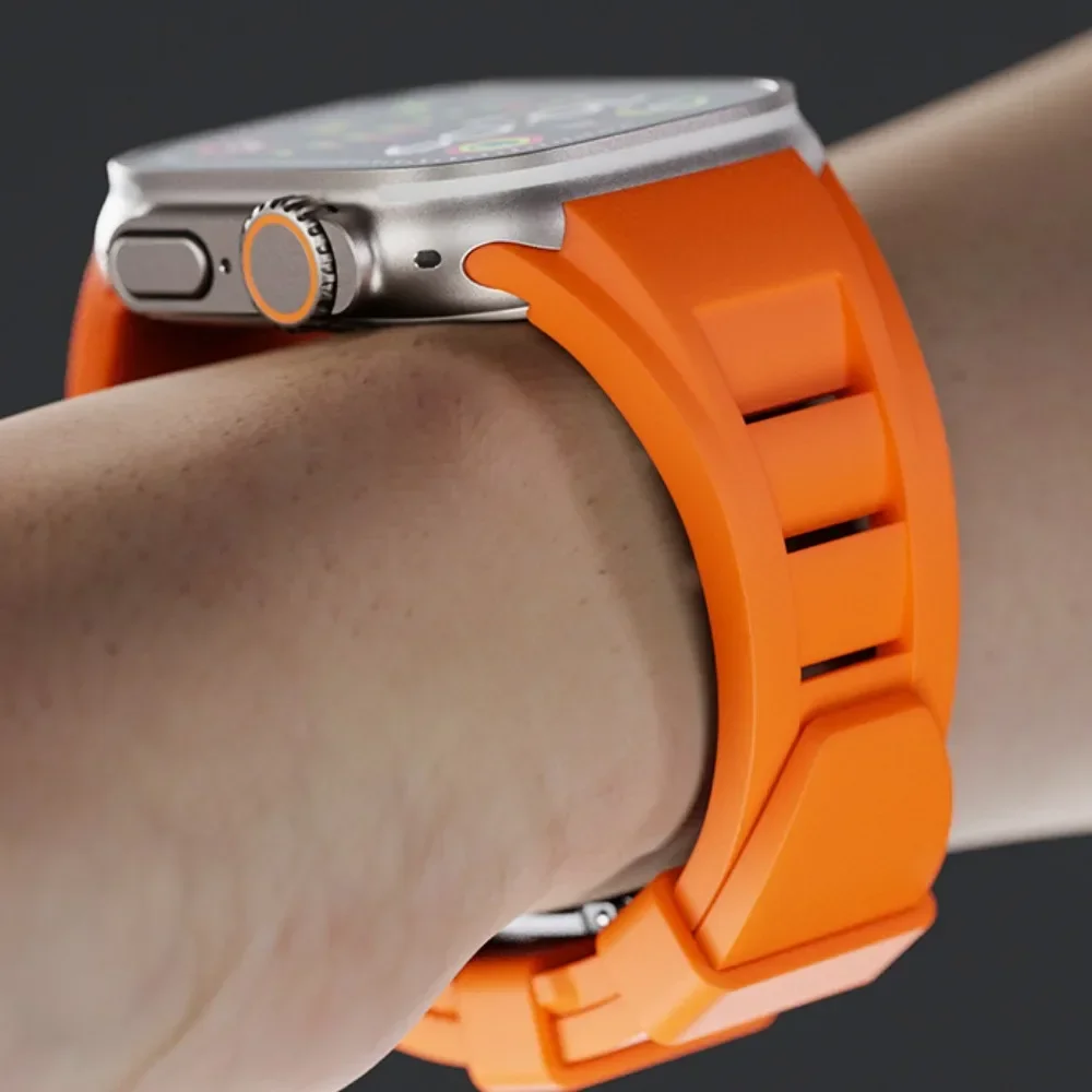 Liquid Fluororubber Silicone Strap for Apple Watch Band Ultra 2 49mm 45mm 44mm 42mm Modification Kit band iWatch 9 8 7 6 5 3 SE