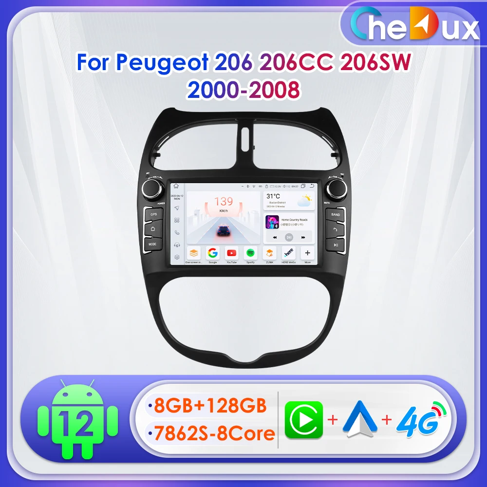 

Chedux 7inch 2Din Android Auto Car Radio for Peugeot 206 206CC 206SW 2000 - 2008 Multimedia Navi GPS RDS DSP BT CarPlay UI7862