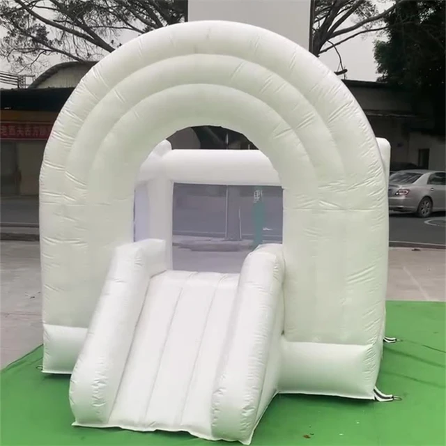 Kids Commercial Spacewalk Inflatable Rainbow Bouncy Castle White Pastel ...