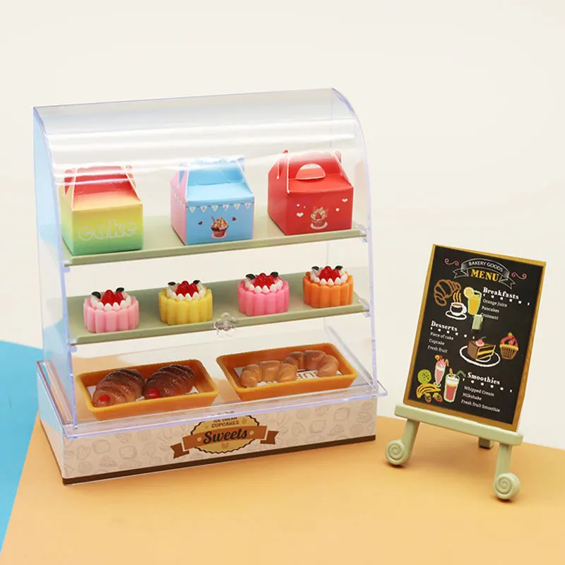 Dollhouse Mini Cake Display Counter Vetrina Dessert Per Barbie Blyth Ob11 Bjd 1/6 Bambole Finta Gioca Supermercato Giocattoli Per Bambini Regalo