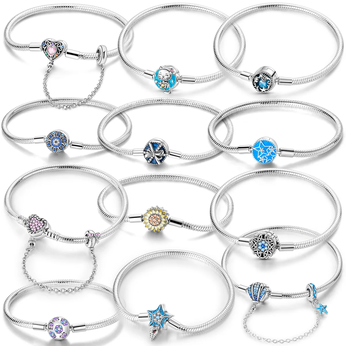 Silver Bracelet 17-20CM 925 Sterling Original Heart Dream Catcher Butterfly Bracelet Fit DIY Charms Beads Women Jewelry