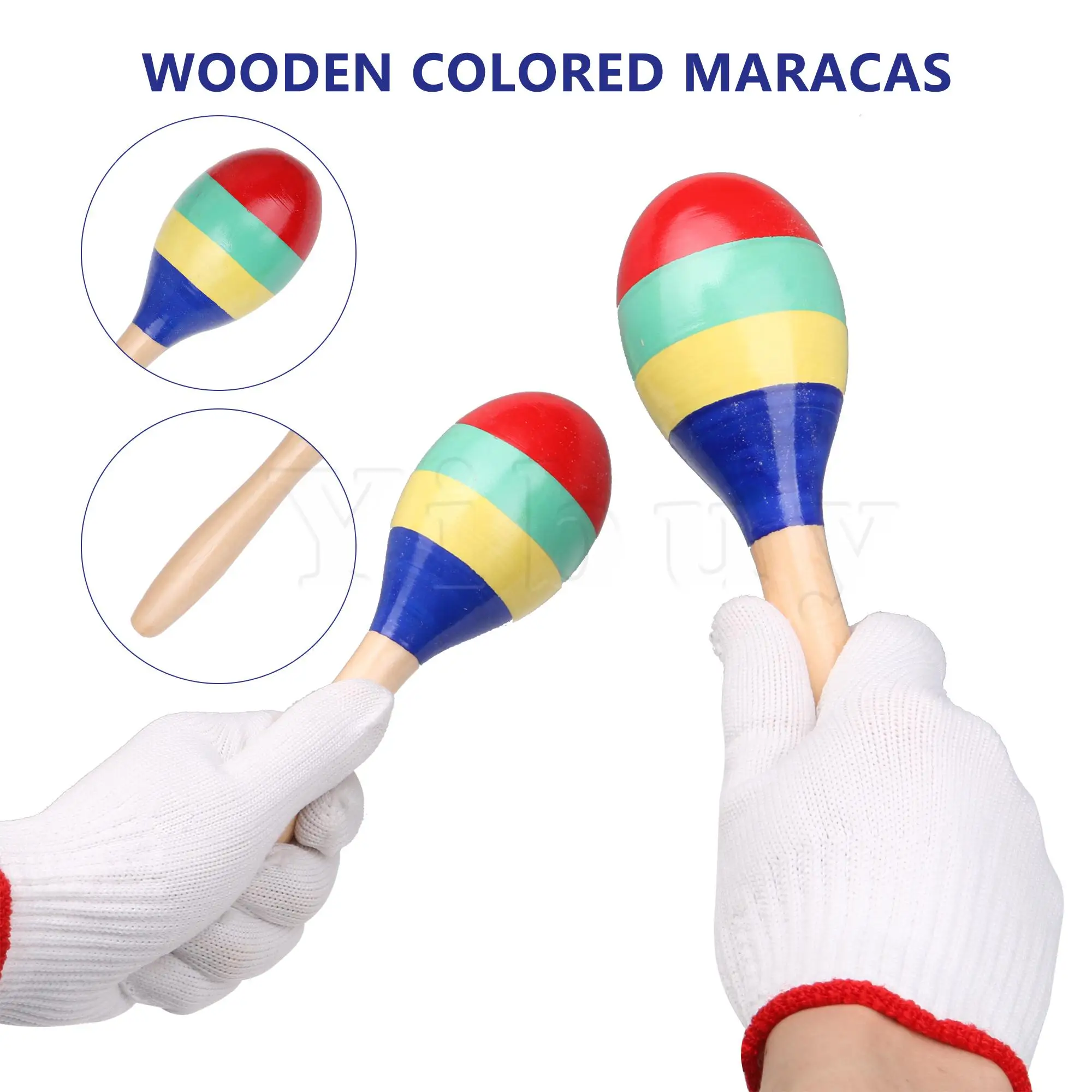 Yibuy 2 Pcs 23.4cm Length Wooden Percussion Children Musical Sand Ball Hammmer