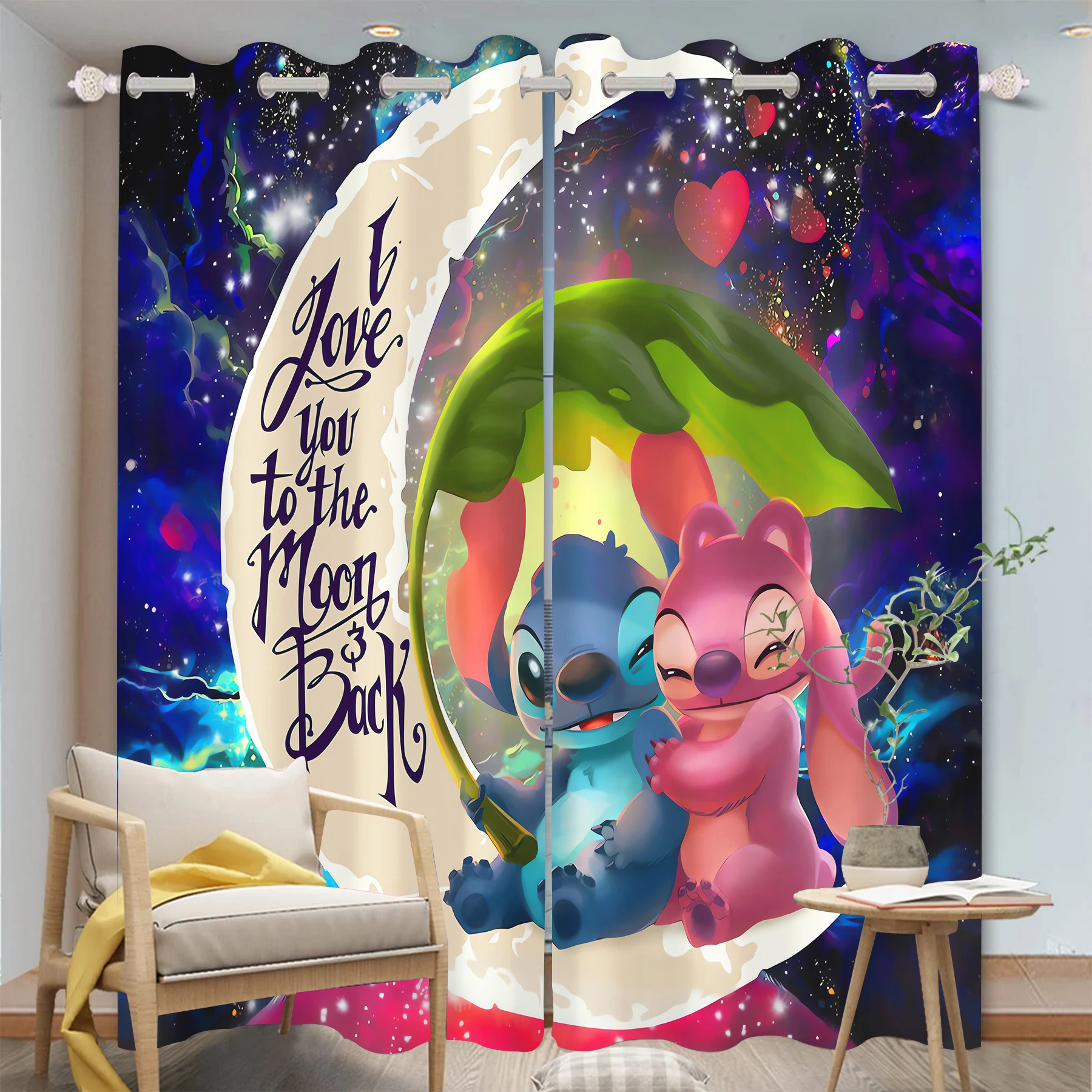 Stitch Cartoon Curtain 3D Print Bedroom Living Room Window Blackout Partition Style Home Decoration 5