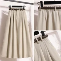 2026 Korean High Waisted Suit Pleated Skirt Plus Size Skirts for Women Spring Elegant Solid Women's Wrap Umbrella Skirts - Image 6