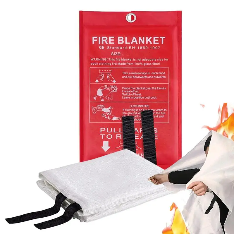 Fiberglass Fire Blanket Fire Extinguisher Blanket For Kitchen 1x1m Fire Suppression Blanket Fire Safety Equipment For Home Safet