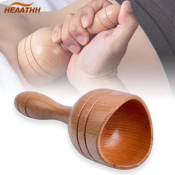 나무 스웨덴어 마사지 컵 수동 안티 셀룰 라이트 흡입 컵 나무 치료 림프 배수, 바디 조각, 근육 이완