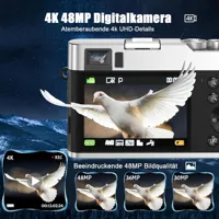 Цифровая камера 4K 48 МП UHD камера 16X цифровое увеличение компактная камера с вращающейся приборной панелью и видоискателем карта 32 Гб — изображение 2