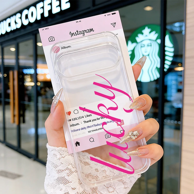 Creative Stylish French-English Lucky Clear Phone Case - Cute Y2K Soft TPU Cover