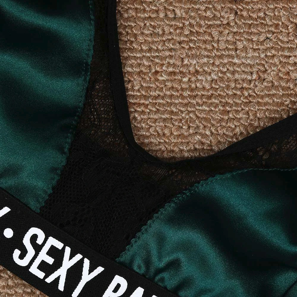 Intimate sensual Lingerie Woman Letter Printed Thongs Bikini Underwear Set Women Lace Hollow Out Brief Panties Push Up Bra Sets bra and underwear set