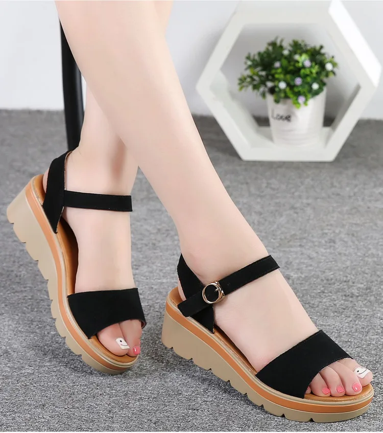 WOIZGIC المرأة الأم السيدات الإناث البقرة المدبوغ حقيقية أحذية من الجلد الصنادل منصة كول الصيف الشاطئ خارج عالية الكعب الكورية