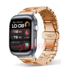 Stainless Steel Metal Wristband Bracelet - Business Watchband Accessory for Black Connector (Rose Gold 1)