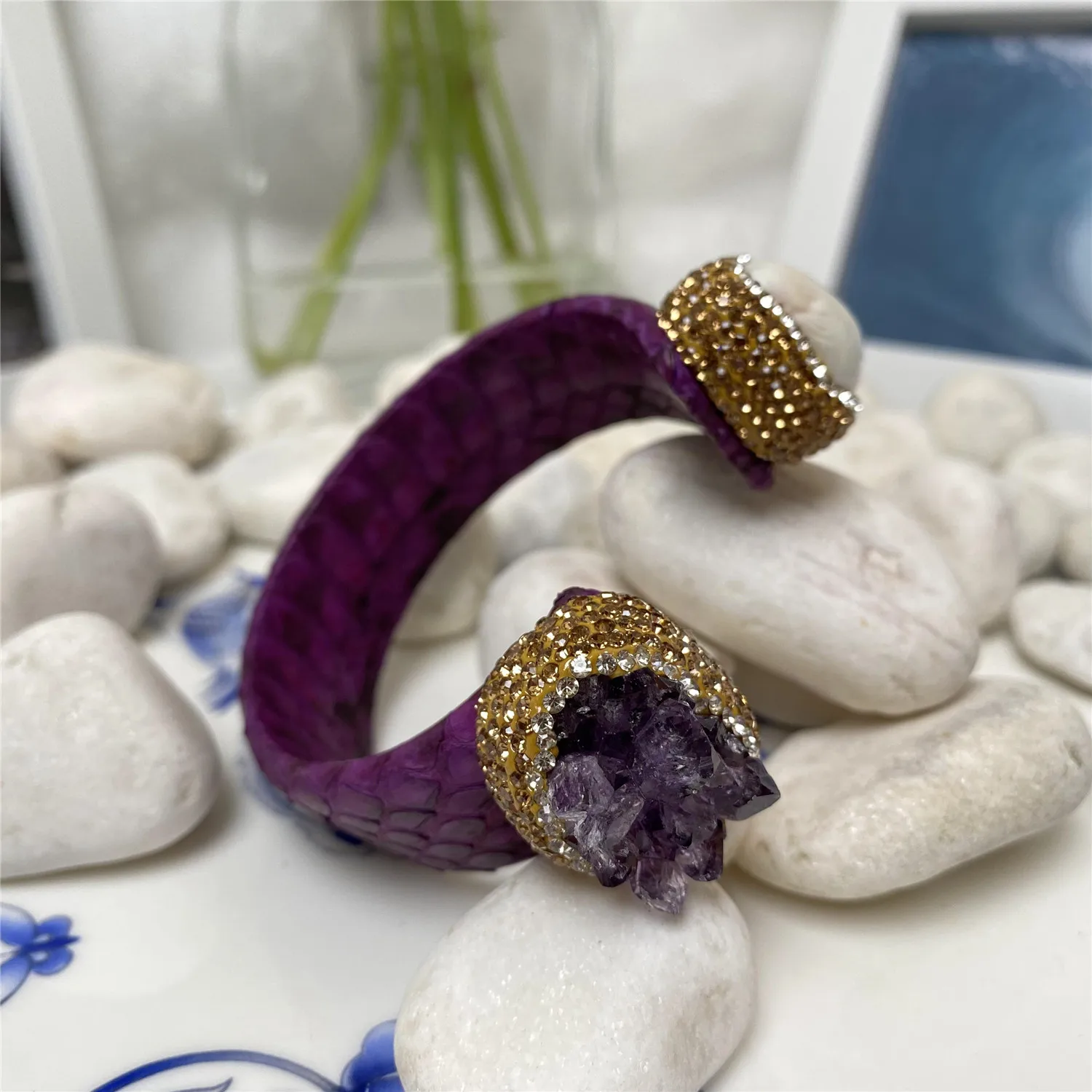 New Natural Pearl Amethyst Bracelet Women's Personality Fashion Noble Luxury Elegant Lady Rhinestone Ball Party Gift Jewelry