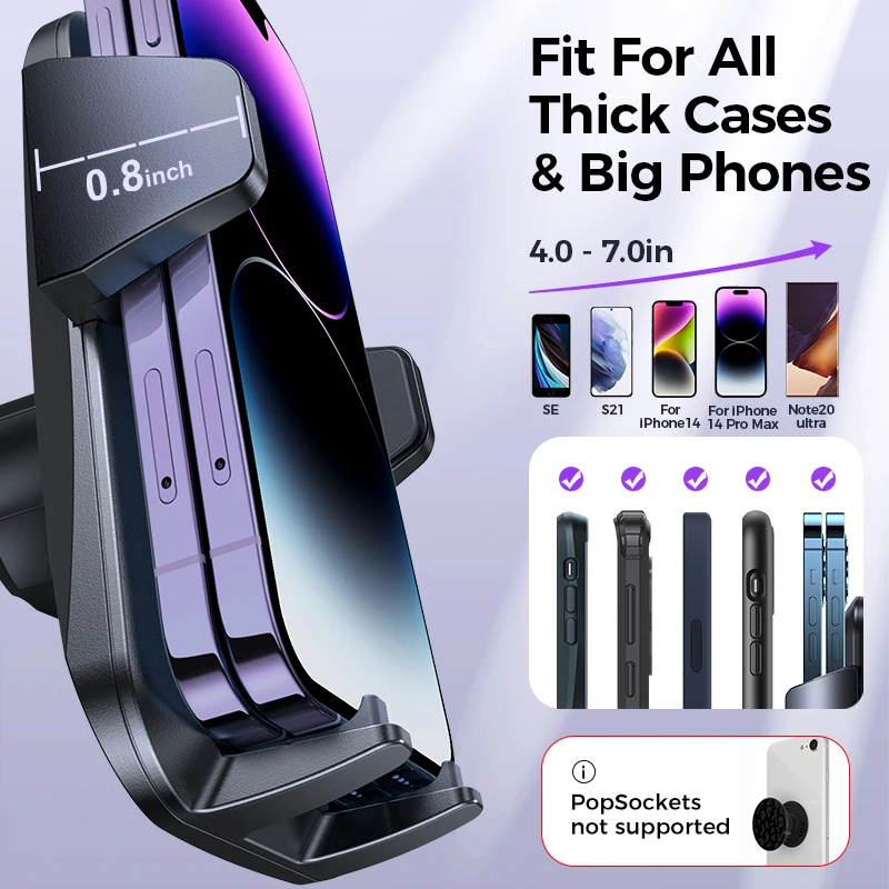 Joyroom Car Mobile Phone Holder Military-Grade Protection Phone Mount GPS Smart Big Cellphone Thick HandFree Air Vent Car Mount — view 5