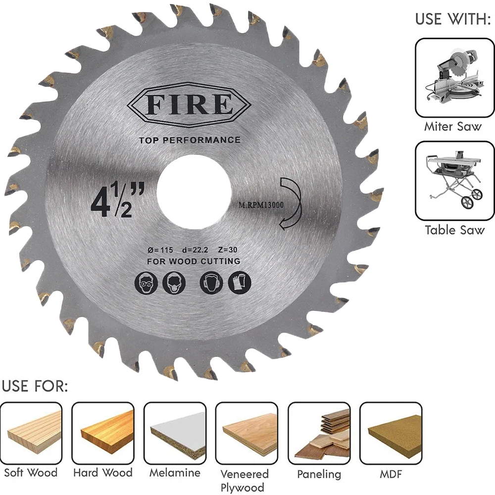 Kreissägeblatt Scheibe 4/4,5/5 Zoll Holzschneidewerkzeug Bohrungsdurchmesser 20 mm für Drehwerkzeug Holzbearbeitung – Detail 9