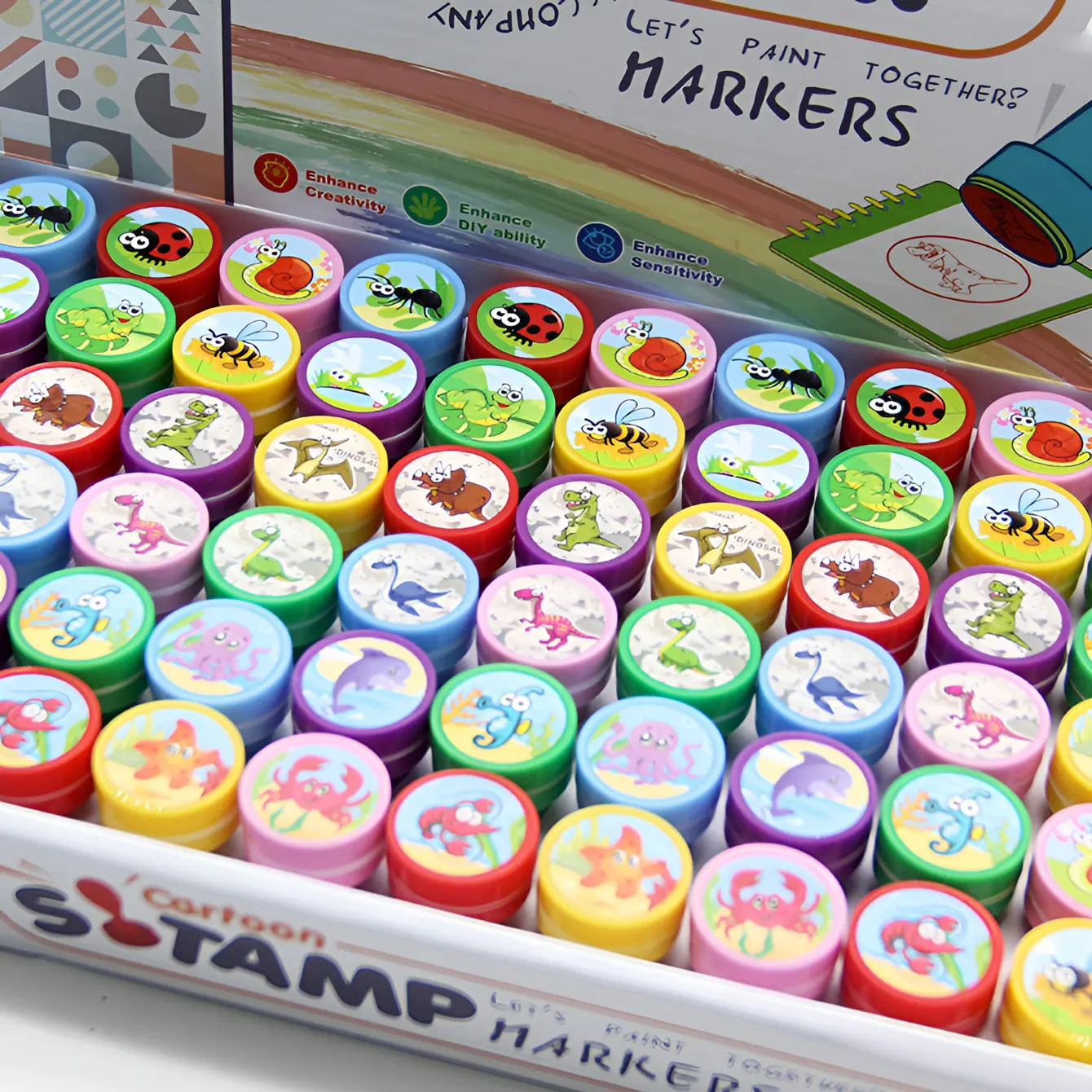 Cartoon seal pattern Stamp rich pattern different shapes a variety of toys press out printing color style random delivery 6