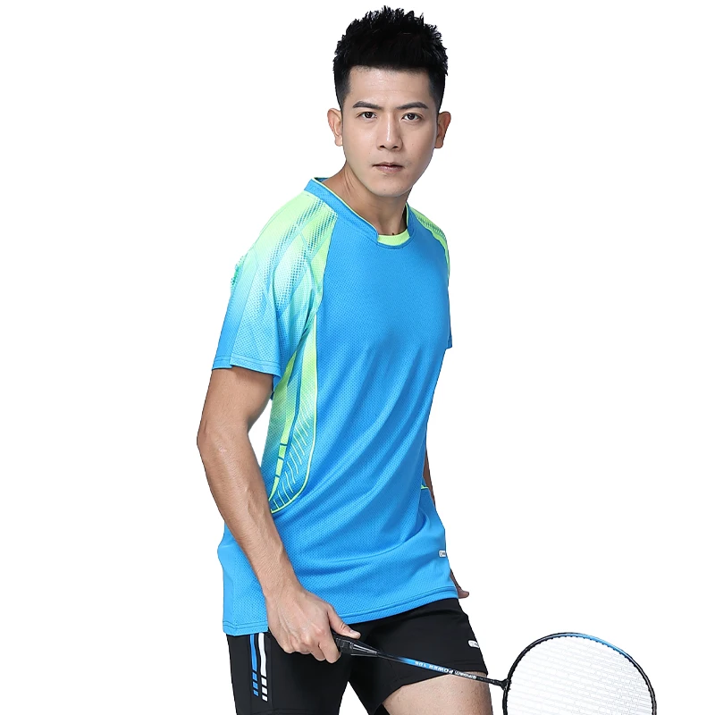 

New Badminton Short Sleeves Men Polyester 3D Print Uniforms Table Tennis Golf Tee Comfortable Running Training Jerseys