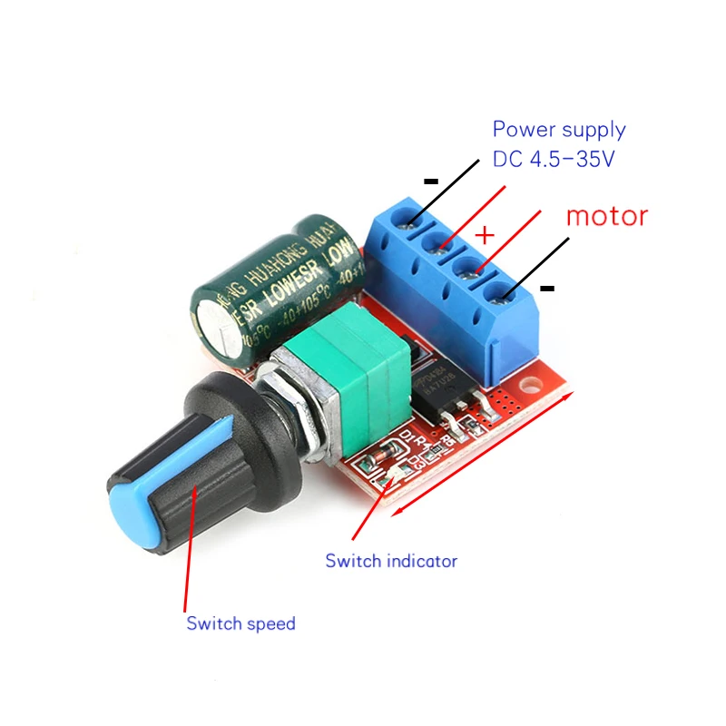 Mini DC-DC 4.5V-35V 5A 90W PWM DC Motor Speed Controller Module Speed Regulator Control Adjust Board Switch 12V 24V PN35
