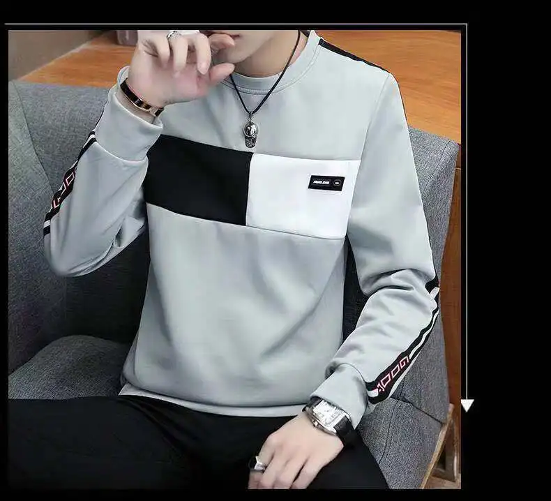 Spring And Autumn New Men's Printed Long-sleeved T-shirt Teen