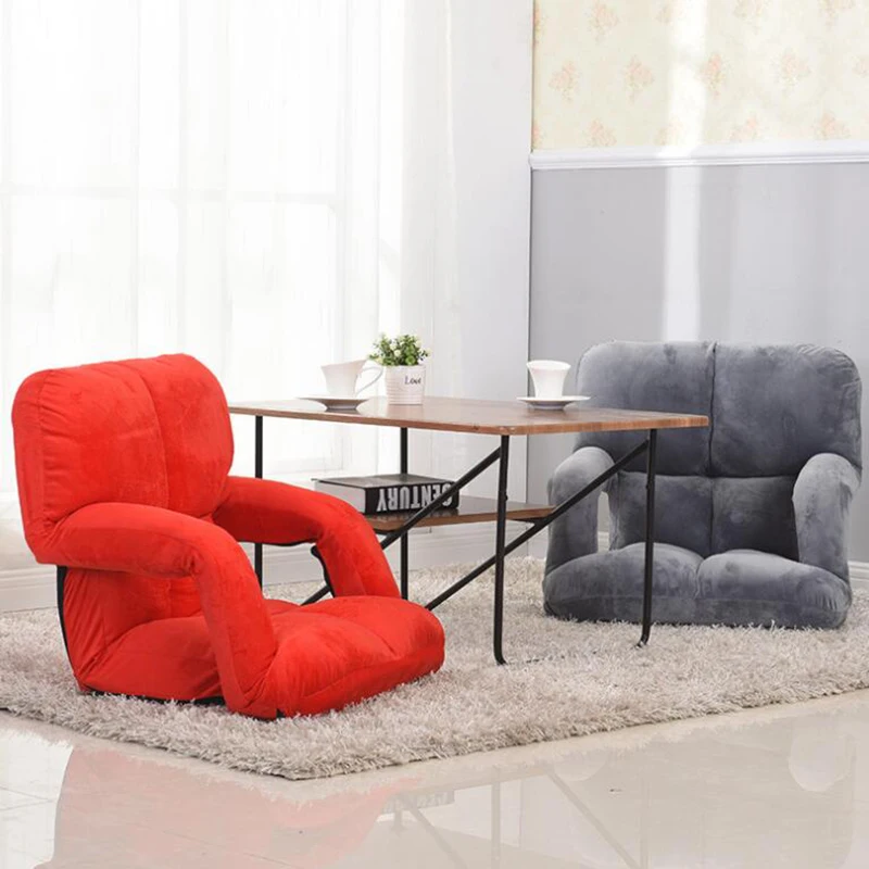 Fabric Flannel Folding Gaming Floor Chair with Armrest, Leisure Lazy Sofa, 6-Position Adjustable Floor Chair for Reading koltuğu