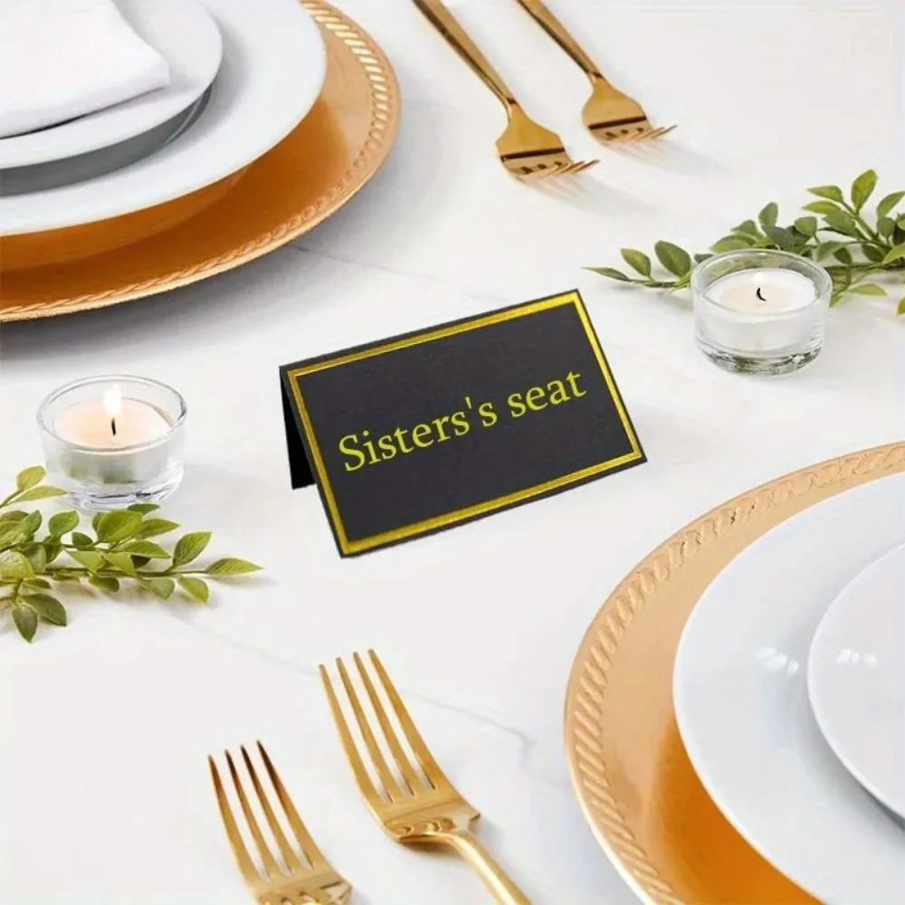 Black Gold Name Place Card 20/50/100pcs Wedding Seating Number Card Table Decor Birthday Party Sign In Dinner Greeting Seat place cards