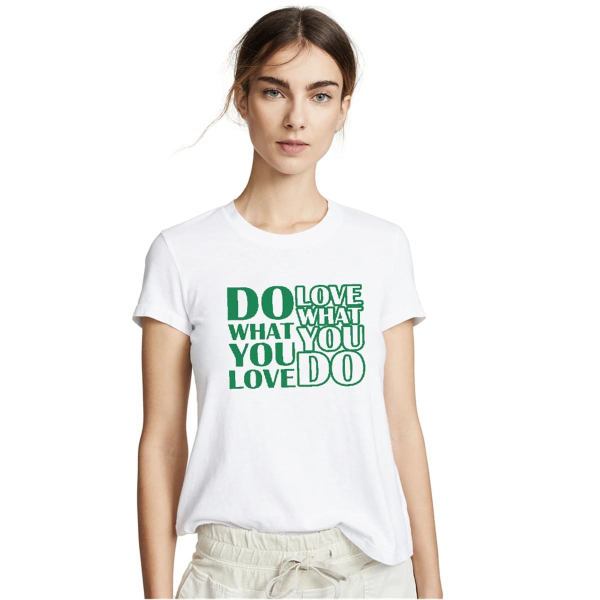 

Women's Cool T-Shirt Do What You Love, Love What You Do Cotton Fashion Summer Lady Casual Tee Shirt