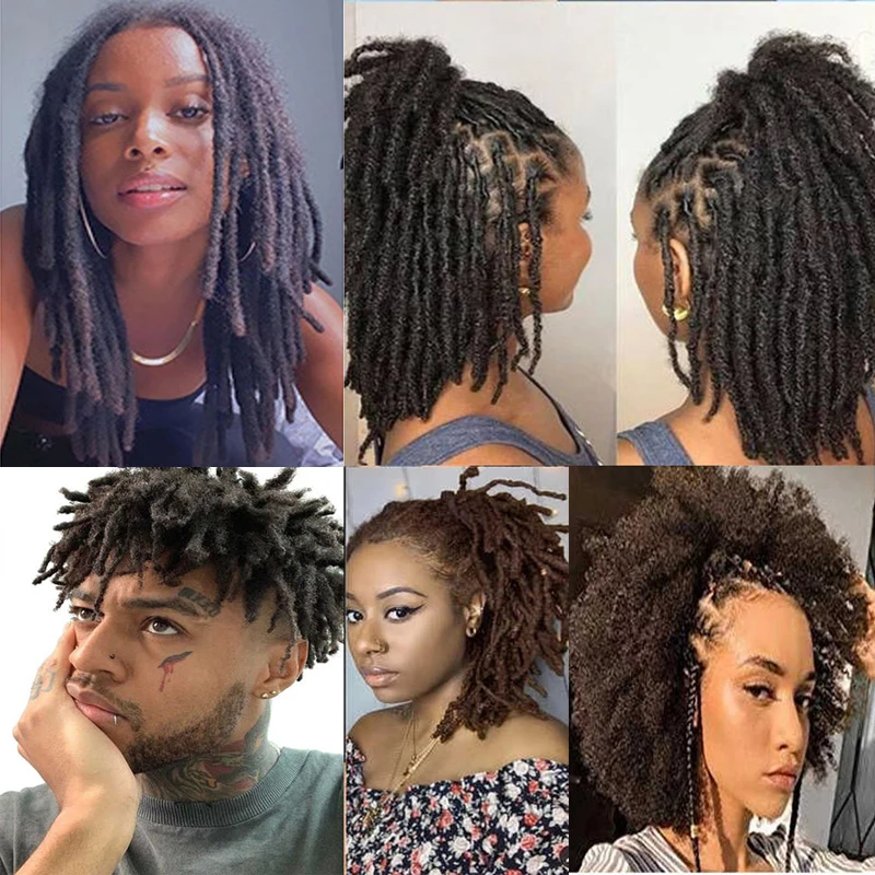10-18 Inch Human Hair Afro Kinky Bulk Dreadlock 50g/PC Brazilian Remy Hair Bulk Braiding Hair For Braiding Natural Black 6