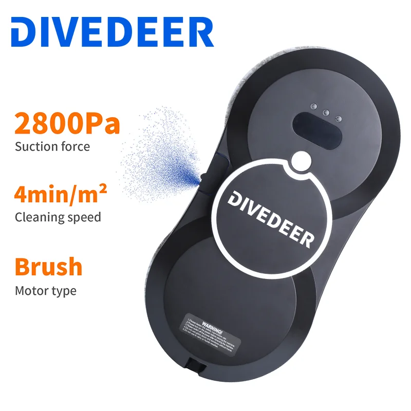 DIVEDEER Window cleaning robot Water spray intelligent cleaning robot Brushless motor Glass washer spray window cleaning robot