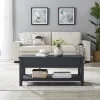 Lift Top Coffee Table with Storage Shelf, Black wood finish 2