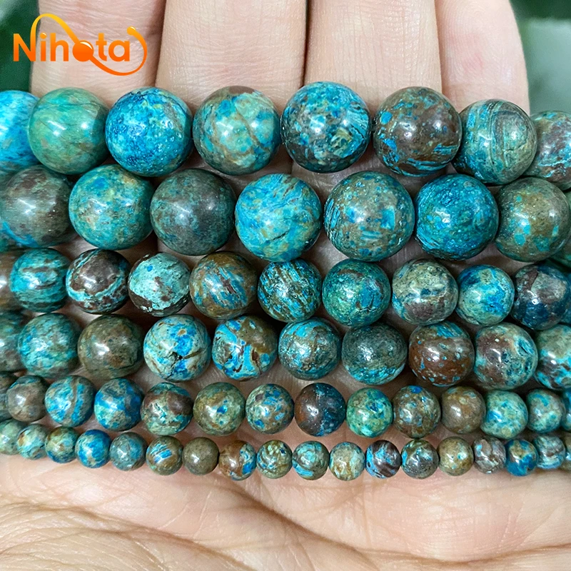 Natural Stone Beads Slab Blue Ocean Jaspers Round Beads 15'' Strand DIY Jewelry Making Charms Bracelet Accessories 4/6/8/10/12mm