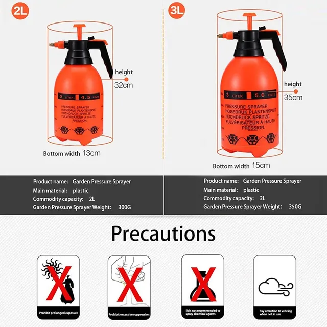2/3L Kézi Nyomású Víz Permetezőgép Légkompresszió Szivattyúkert Kerti Spray Palack Kertészet Öntözés Fertőzés Permetezője - Image 2