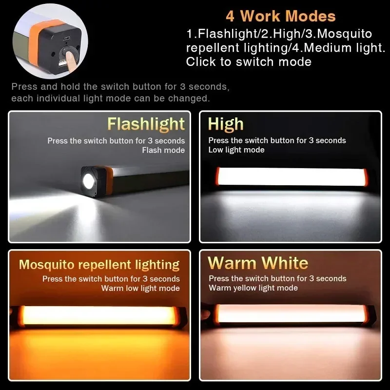 Portable Camping Emergency Lamp Rechargeable Super Bright Flashlight Magnetic Work Light Mosquito Repellent Fishing Night Light camping light portable flashlight portable lanterns camping lamp camping lantern portable work lights emergency lights portable work light portable torch portable light bulb