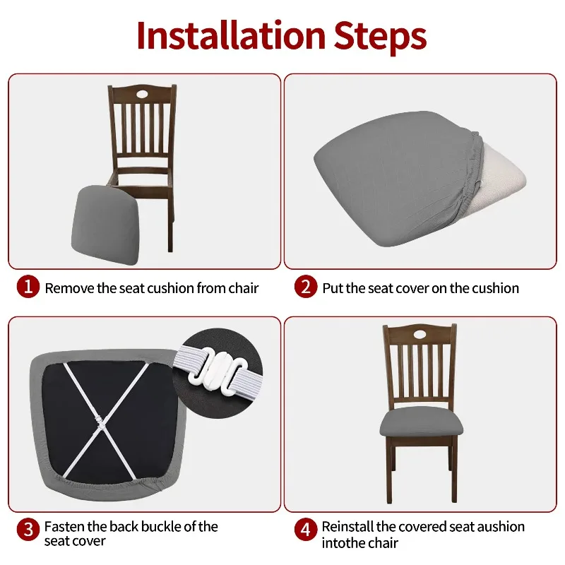Universal Stretch Chair Cover Waterproof Elastic Seat Protector for Home Dining Room Use Machine Washable and Fabric Decoration
