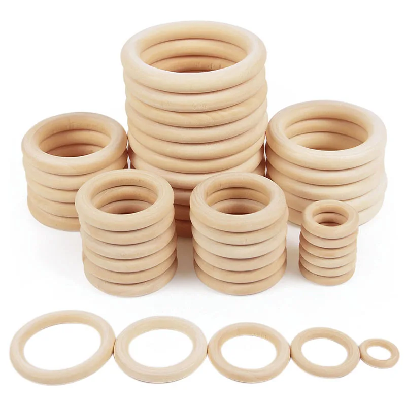 

5-50pcs 7 Sizes Natural Wooden Rings Teething Circles For Jewelry Making DIY Handmade Accessories Kids Baby Gift Ornaments
