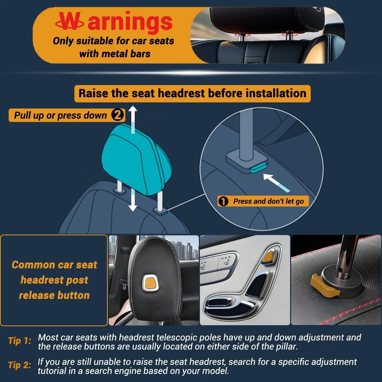 Tavolino da Viaggio per Auto Multifunzionale, Tavolo Regolabile per Sedile Posteriore, Vassoio da Viaggio con Porta Cellulare e Portabicchieri, Accessori Interni - Image 5