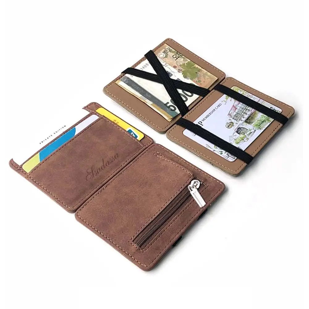 

PU Leather Mini Business Card Cover Card Case Coin Purse Magic Money Clip Men Card Holder ID Card Holder Slim Wallet