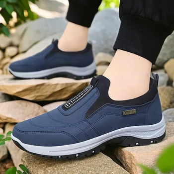 Scarpe da passeggio casual da uomo Scarpe da ginnastica ortopediche slip-on in finta pelle scamosciata per fare jogging Escursionismo Anziani Comodo design conciso