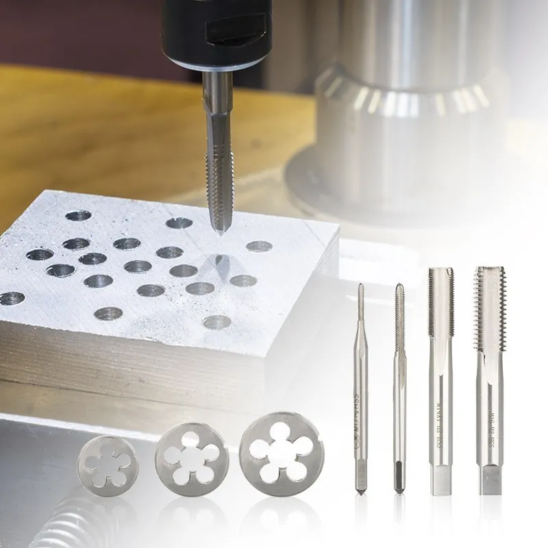 M1-M9 Right Hand Thread Tap and Die Set Metric Plug Tap Die HSS Machine Threading Tool Screw Thread Tap Drill Die Set 2pcs