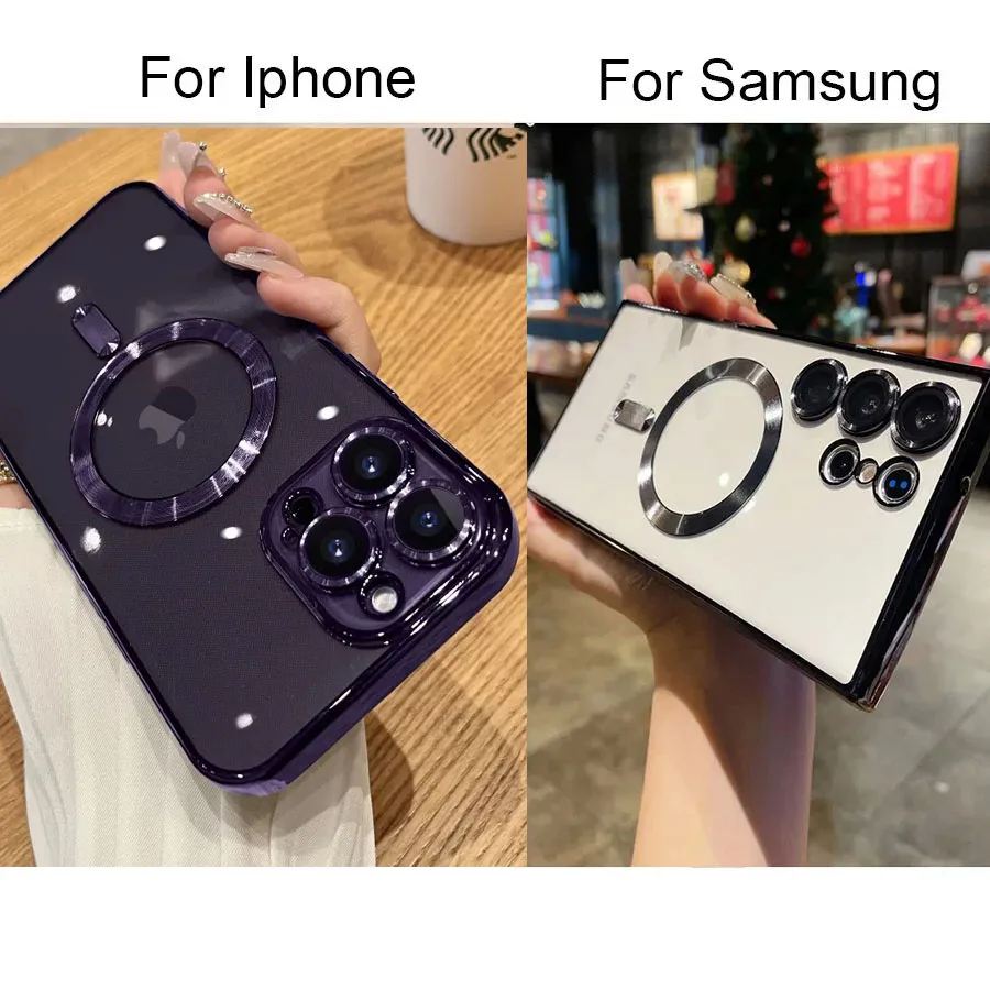 Custodia Di Ricarica Magnetica Per Telefono Wireless Di Lusso Per Custodia Magsafe Per Iphone 15 14 13 12 11 O Samsung S Series Antiurto